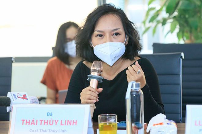 Ca sĩ Thái Thùy Linh chia sẻ quan điểm về hoạt động thiện nguyện. Ảnh: Vietnamplus