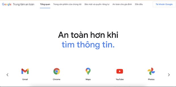 Homepage of Google Safety Centre's website
