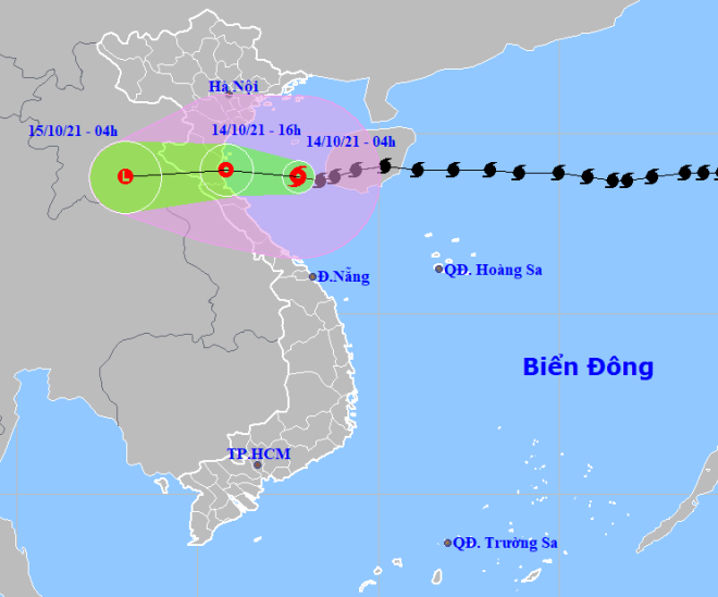 The expected track of the storm No. 8 (Source: Viet Nam’s National Centre for Hydro-Meteorological Forecasting)