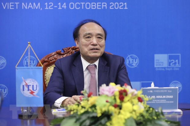 Ông Houlin Zhao, Tổng thư ký ITU phát biểu. (Ảnh: Minh Quyết/TTXVN)