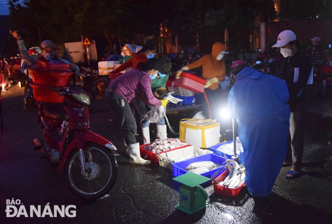 Seafood trading activities were seen on Van Dong Street