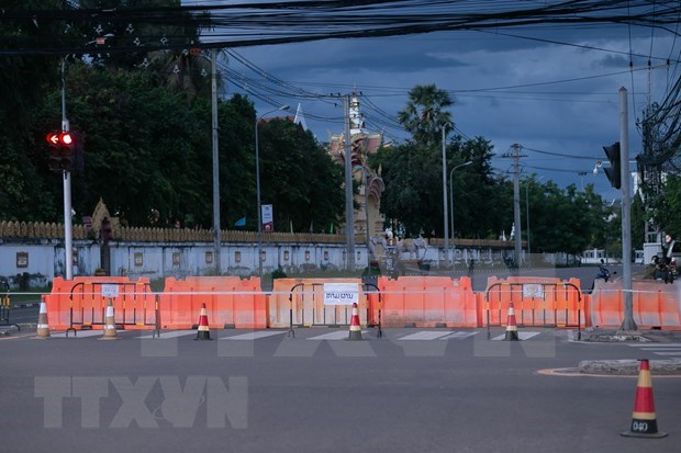 A street blockdowned for COVID-19 prevetion and control in Vientiane capital, Laos, in September. Illustrative image (Photo: Xinhua/VNA)