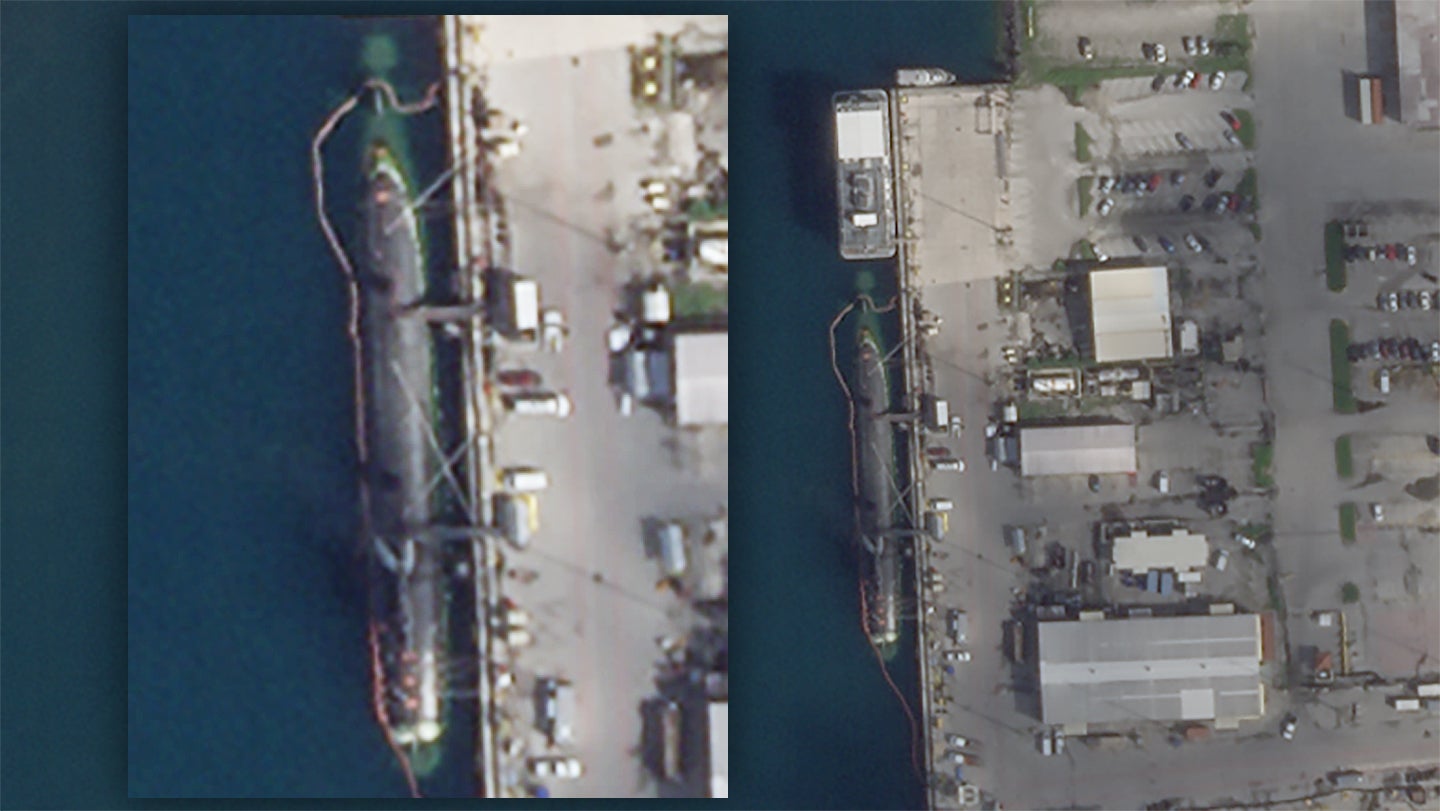 Ảnh vệ tinh chụp tàu ngầm USS Connecticut tại Guam. Ảnh: The War Zone
