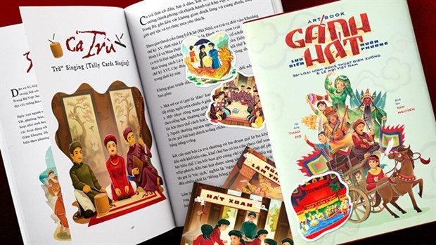 Ganh Hat Luu Dien Muon Phuong (Touring Theatre), a bilingual art book featuring 36 Vietnamese folk music, theatrical performing arts and traditional festivals. (File photo from facebook.com/ganhhatluudien)