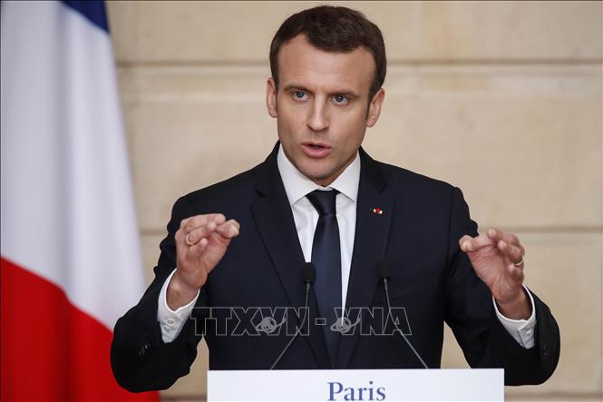 Tổng thống Pháp Emmanuel Macron tại một cuộc họp báo ở Paris. Ảnh: AFP/TTXVN