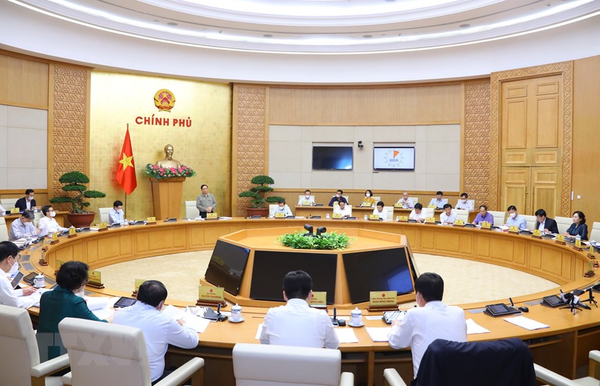 Thủ tướng Phạm Minh Chính chủ trì phiên họp Chính phủ thường kỳ tháng 10. Ảnh: TTXVN