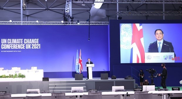 Prime Minister Pham Minh Chinh delivers his speech at COP26. (Photo: VNA) 