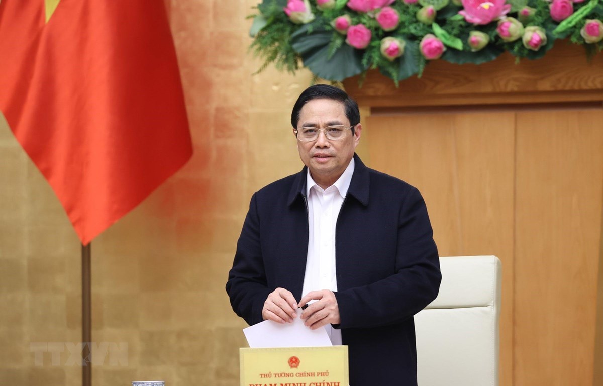Thủ tướng Phạm Minh Chính phát biểu kết luận phiên họp Chính phủ chuyên đề tháng 11. (Ảnh: Dương Giang/TTXVN)