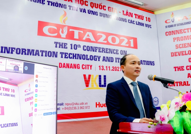 Assoc.Prof.Dr. Huynh Cong Phap, VKU's President, speaking at the opening ceremony of online CITA 2021. Photo courtesy of VKU.