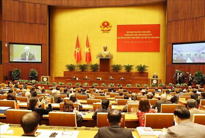  Tổng Bí thư Nguyễn Phú Trọng phát biểu chỉ đạo Hội nghị. Ảnh: Trí Dũng/TTXVN
