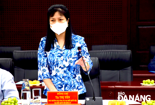 Phó Trưởng Ban Công tác Đại biểu Quốc hội Tạ Thị Yên phát biểu kết luận. Ảnh: TRỌNG HUY
