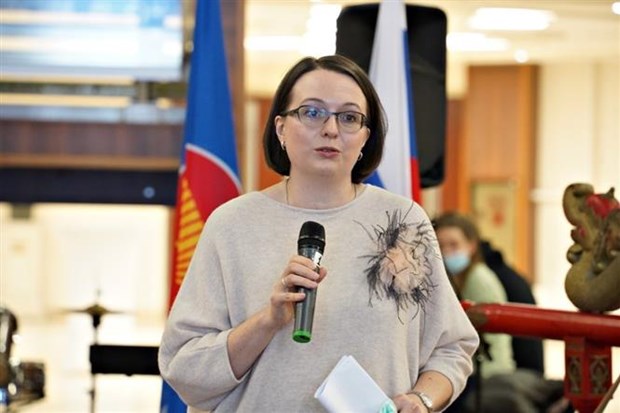 Acting Director of the ASEAN Centre Ekaterina Koldunova speaks at the event. (Photo: VNA)