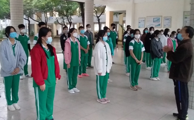 Tiết học thể dục của học sinh Trường THPT Thái Phiên.