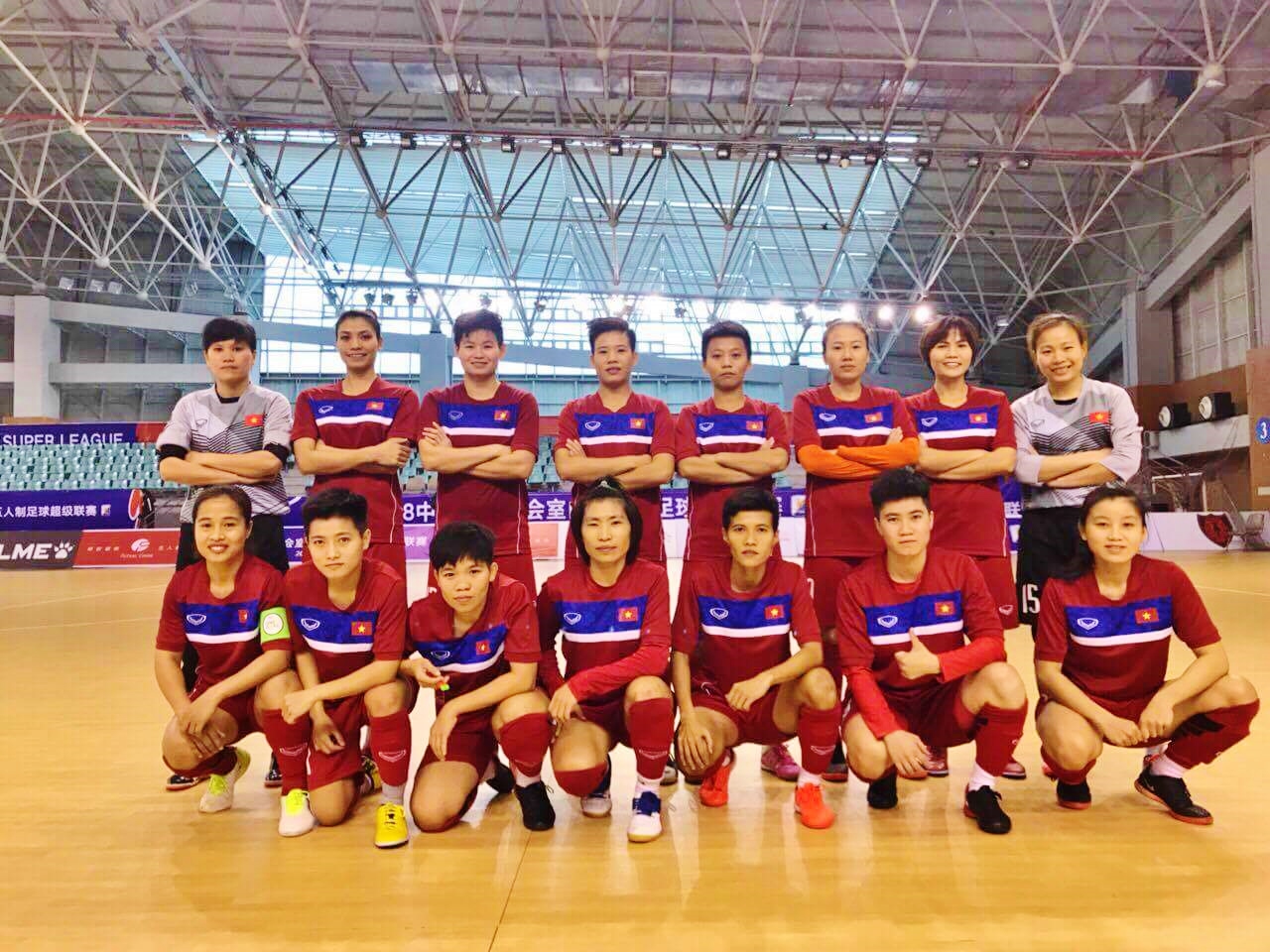 Tuyển Futsal nữ Quốc gia thi đấu tại vòng chung kết Futsal nữ châu Á năm 2018. Ảnh: VFF