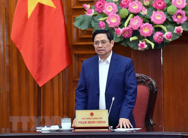 Thủ tướng Phạm Minh Chính chủ trì buổi làm việc. Ảnh: TTXVN