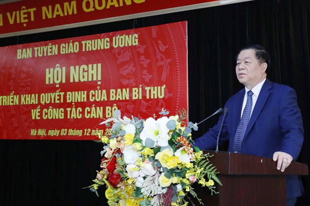 Ông Nguyễn Trọng Nghĩa, Bí thư Trung ương Đảng, Trưởng Ban Tuyên giáo Trung ương phát biểu tại Hội nghị. (Ảnh: Phương Hoa/TTXVN)