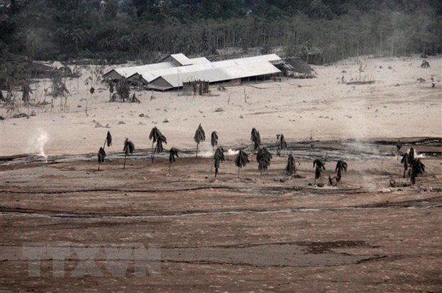 An area covered with ash from the erupted Mount Semeru in East Java province of Indonesia on December 5 (Photo: Xinhua/VNA)