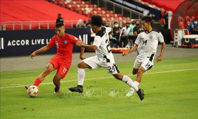 Đội tuyển Singapore vượt qua đội tuyển Timor Leste với tỷ số 2-0. Ảnh: Thế Vũ/TTXVN