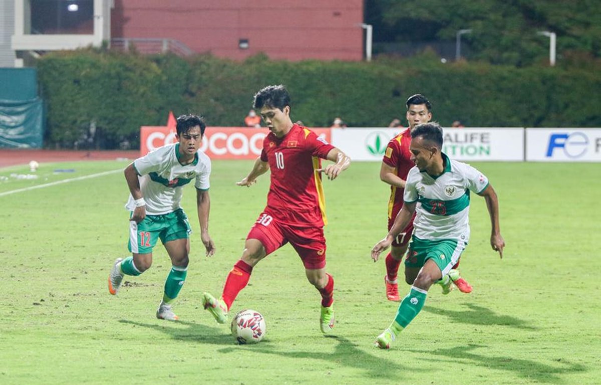 Đội tuyển Việt Nam chưa thể vào bán kết AFF Cup 2020 vì để Indonesia cầm hòa. (Ảnh: VFF)