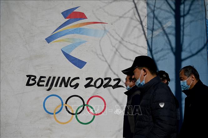 Biểu tượng Olympic mùa Đông 2022 tại Bắc Kinh, Trung Quốc ngày 1-12-2021. Ảnh: AFP/TTXVN