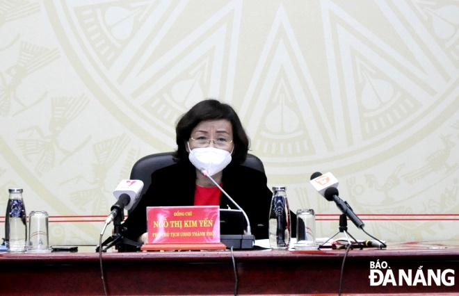 Vice Chairwoman Ngo Thi Kim Yen delivers her remarks at Monday’s meeting. Photo: LE HUNG