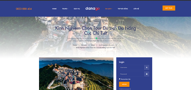 Website Danago Travel với nhiều bài viết chia sẻ kinh nghiệm về du lịch.