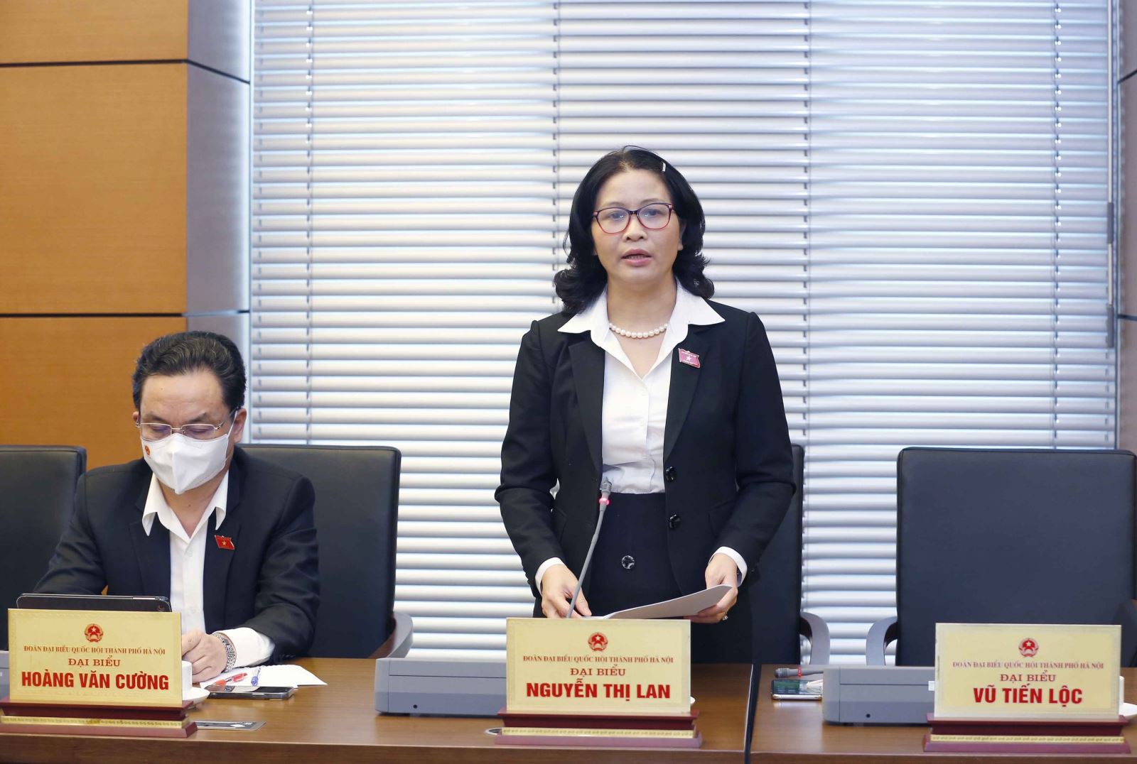 Đại biểu Quốc hội TP Hà Nội Nguyễn Thị Lan phát biểu ý kiến tại phiên thảo luận tại Tổ. Ảnh: Doãn Tấn/TTXVN