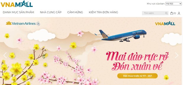 A screenshot of the site https://vnamall.vietnamairlines.com/.