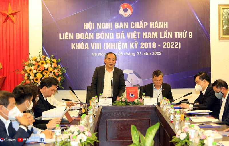 Chủ tịch LĐBĐVN Lê Khánh Hải phát biểu khai mạc Hội nghị. Ảnh: VFF