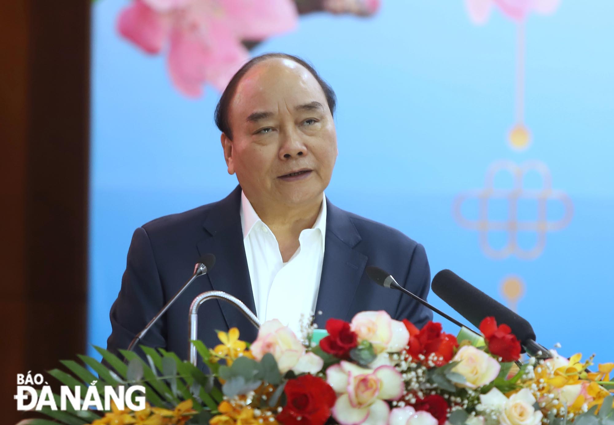 Chủ tịch nước Nguyễn Xuân Phúc phát biểu tại chương trình trao quà tết. Ảnh: NGỌC PHÚ
