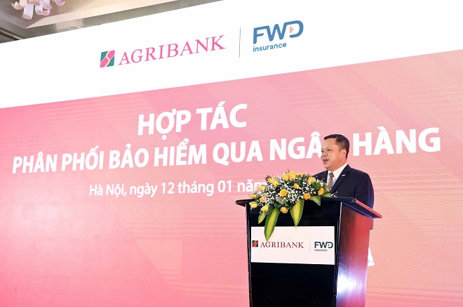 Ông Huỳnh Hữu Khang, Tổng Giám đốc FWD Việt Nam khẳng định tầm quan trọng trong hợp tác phân phối bảo hiểm qua ngân hàng Agribank.