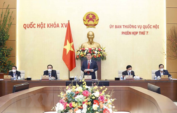 Chủ tịch Quốc hội Vương Đình Huệ phát biểu khai mạc Phiên họp thứ 7 của Ủy ban Thường vụ Quốc hội. (Ảnh: TTXVN)