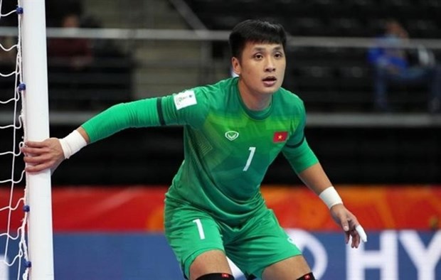 Ho Van Y seen at the FIFA Futsal World Cup last September in Lithuania. He is a world top 10 futsal goalkeeper of 2021. (Photo: VNA)