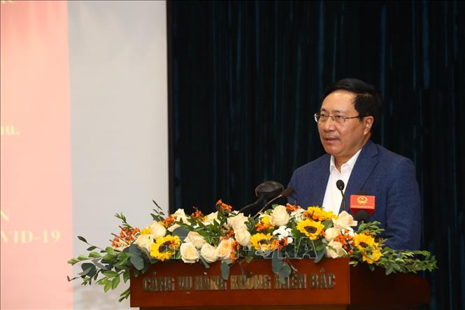 Phó Thủ tướng Thường trực Phạm Bình Minh phát biểu kết luận buổi làm việc. Ảnh: Huy Hùng/TTXVN