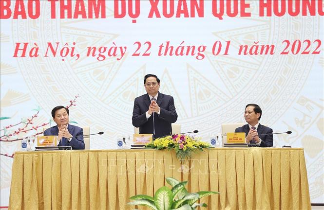 Thủ tướng Phạm Minh Chính tại buổi gặp mặt kiều bào dự Xuân quê hương năm 2022. Ảnh: Dương Giang/TTXVN