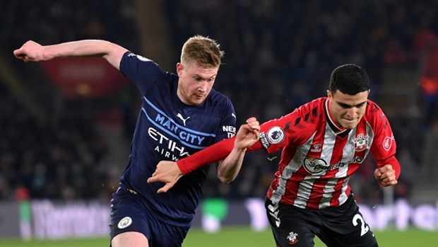 Mạch trận thắng của Man City bị chặn lại bởi Southampton. (Nguồn: AP)