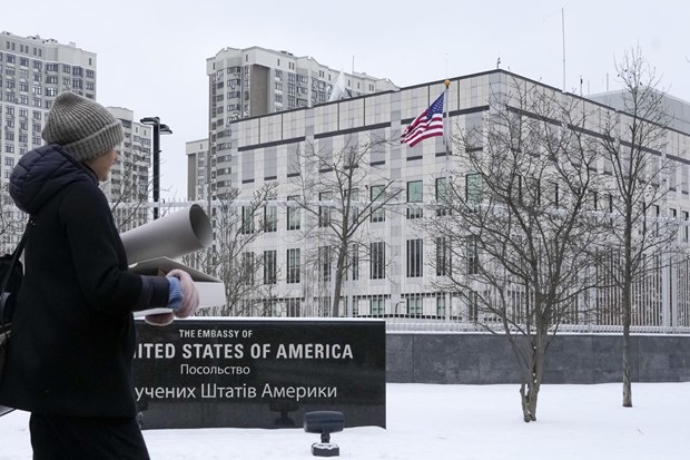 Đại sứ quán Mỹ ở Ukraine. (Nguồn: Jkfnews)
