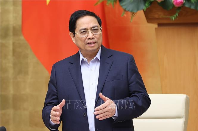Thủ tướng Phạm Minh Chính nhấn mạnh việc mở cửa du lịch, trên tinh thần nhanh nhất, sớm nhất, chậm nhất đến ngày 30/5/2022 phải mở cửa. Ảnh: Dương Giang/TTXVN