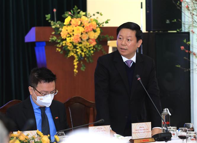Phó Trưởng Ban Tuyên giáo Trung ương Trần Thanh Lâm phát biểu tại Hội nghị. Ảnh: Hoàng Hiếu/ TTXVN