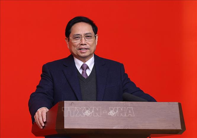 Thủ tướng Phạm Minh Chính phát biểu kết luận hội nghị. Ảnh: Dương Giang/TTXVN