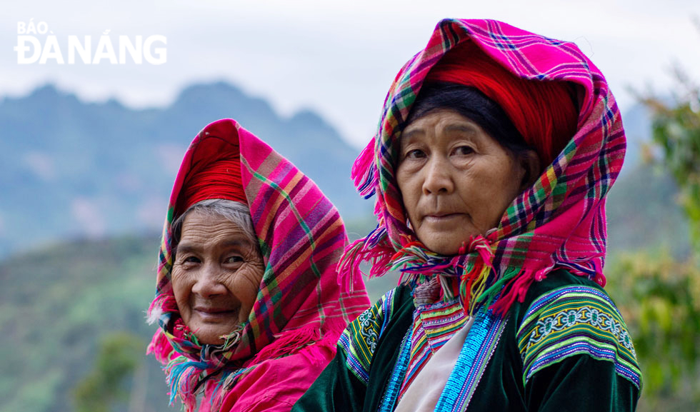 Hmong women in traditional national costume on the Lunar New Year days.