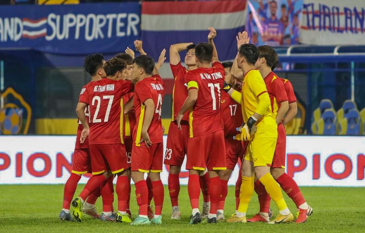 U23 Việt Nam đánh bại U23 Thái Lan tại giải U23 Đông Nam Á 2022 bằng bàn thắng duy nhất của Trung Thành trên chấm đá phạt. (Ảnh: VFF)