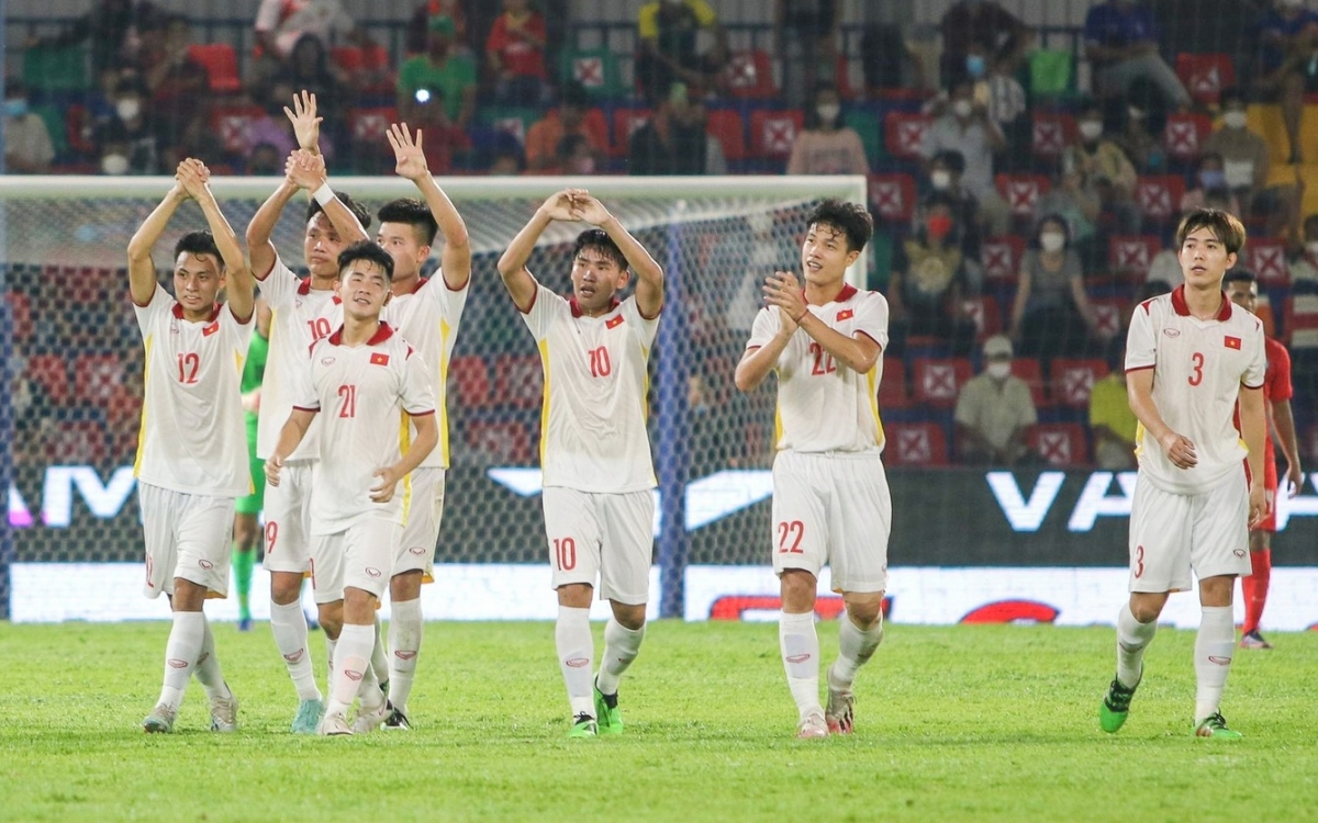 Giành chiến thắng trước U23 Timor Leste, U23 Việt Nam vào chơi trận chung kết cùng U23 Thái Lan vào tối 26-2. Ảnh: VFF