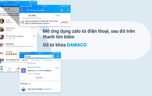 Dawaco kính mời khách hàng tương tác qua ứng dụng ZaloOA