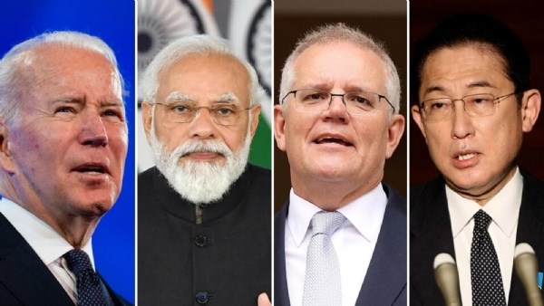 Tổng thống Mỹ Joe Biden, Thủ tướng Ấn Độ Narendra Modi, Thủ tướng Australia Scott Morrison và Thủ tướng Nhật Bản Kishida Fumio. (Nguồn: newsbharati.com)