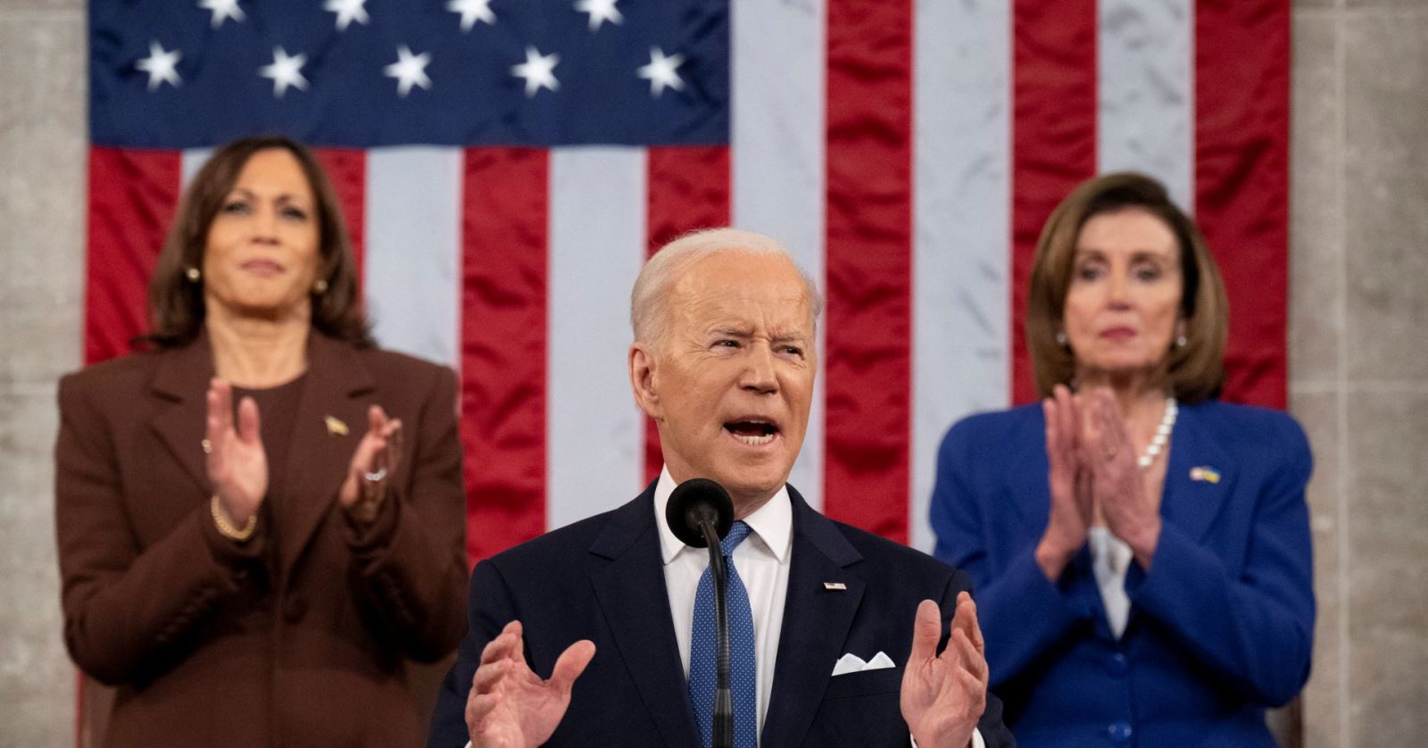 Tổng thống Mỹ Joe Biden khi đọc Thông điệp liên bang ngày 1-3. Ảnh: Reuters