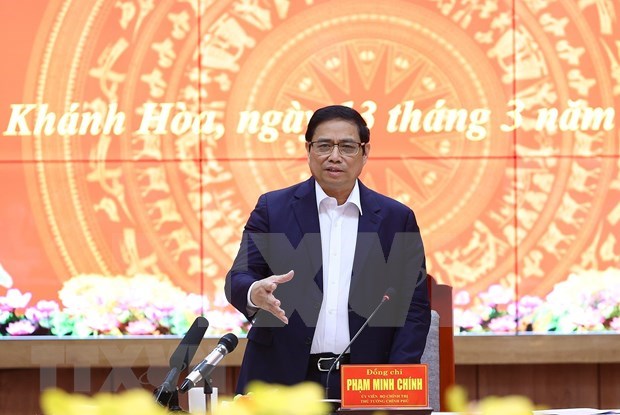 Prime Minister Pham Minh Chinh addresses the working session (Photo: VNA)