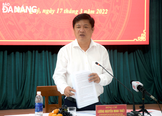 Phó Bí thư Thường trực Thành ủy, Chủ tịch HĐND thành phố Lương Nguyễn Minh Triết phát biểu tại buổi làm việc. Ảnh: TRỌNG HUY