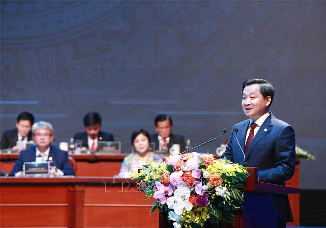 Phó Thủ tướng Lê Minh Khái phát biểu. Ảnh: Minh Đức/TTXVN