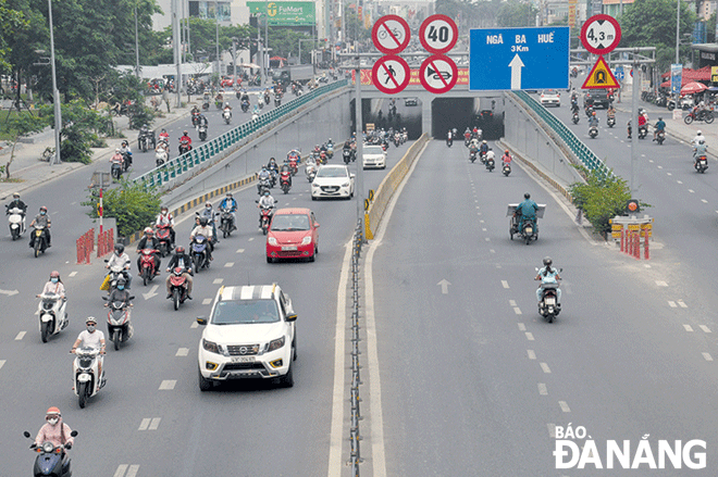 In recent years, Da Nang has focused on developing transport infrastructure, aimed at creating favourable conditions for its socio-economic development. IN PHOTO: The road tunnel at the intersection of the Dien Bien Phu and Nguyen Tri Phuong streets is highly effective in reducing traffic jams. Photo: THANH LAN